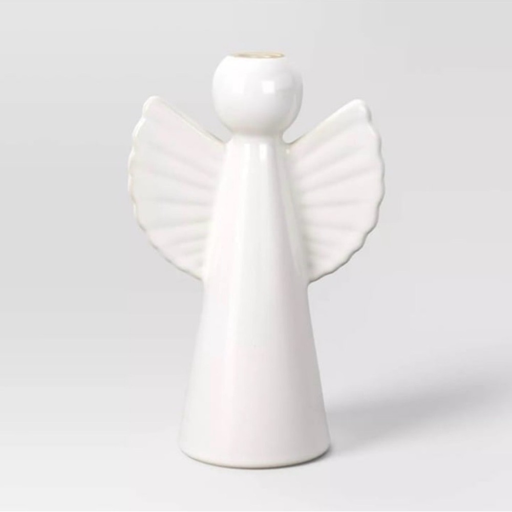 Threshold Christmas Medium Angel Taper Candle Holder White